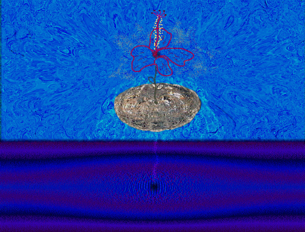 A spaceship and a flower